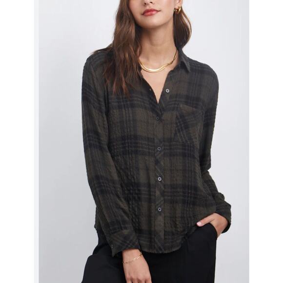 Rails Tops - Rails Brady Shirt Button Down Top Moss Onyx Women’s Large Long Sleeve Staple